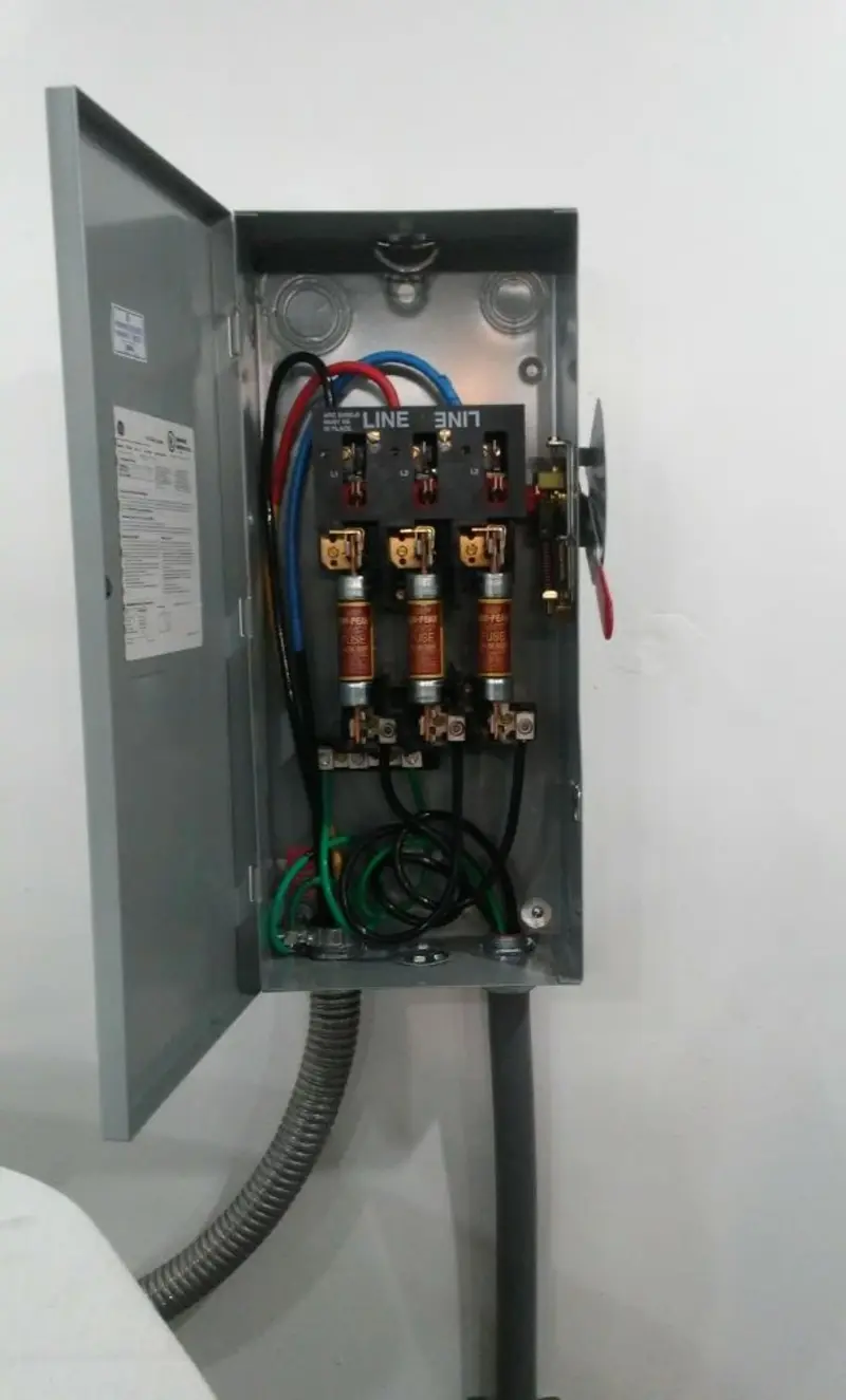 Three-phase disconnect switch installed for Smoke Detector Installation in Red Hook